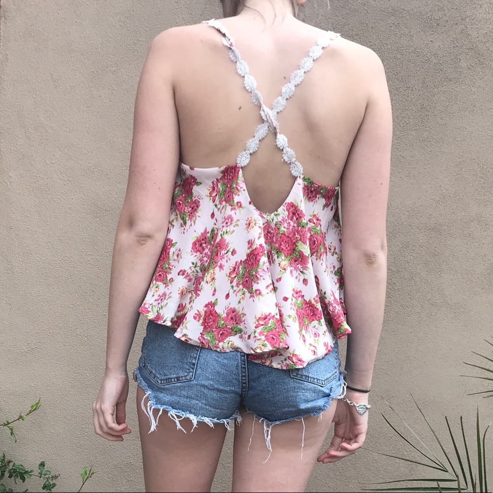 Pink floral blouse